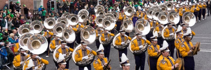 Marching Bands enjoying performing at parades on marching band performance tours of Ireland