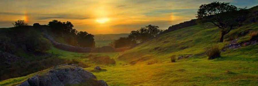 Hadrian's Wall, built by the Romans to protect the northern limit of their empire from the Scots.